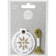 Geschenkanhänger, X-Mas II, mit Goldprägung, 10 Stück