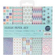kit de papier design à motifs, pastel, 50 feuilles