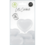Luftballons Herzen, weiss, 6 Stück