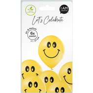 Luftballons Smileys, gelb, 6 Stück