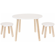 Table enfant ø 59 cm, avec 2 chaises, H13201, blanc