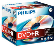 Philips DVD+R, 4.7 GB, 16x, 10 pièces, Jewel Case