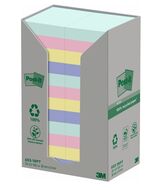 Post-it Haftnotizen Recycling, pastell Rainbow, 38 x 51 mm, 24 x 100 Blatt