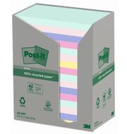 Post-it notes adhésives Recyclé, Rainbow pastel, 76 x 127 mm, 16 x 100 feuilles