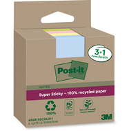 notes adhésives Super Sticky Recycling, assorties