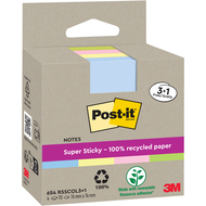notes adhésives Super Sticky Recycling, assorties
