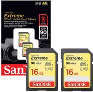 SanDisk carte mémoire Extreme SDHC, 16GB, lot de 2