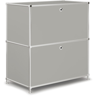 Sideboard VEROM, 2 Schubladen, mit Lochgriffen, hellgrau - 7630006774730_01_ow
