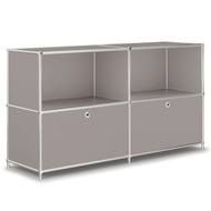 Sideboard VEROM, 2 portes à charnière, 2 étagères, avec poignées perforées