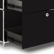 Sideboard VEROM, 2 Schubladen, mit Lochgriffen, schwarz - 7613346121440_03_ow