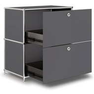 Sideboard VEROM, 2 Schubladen, mit Lochgriffen, grau - 7630006774655_02_ow