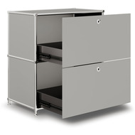 Sideboard VEROM, 2 Schubladen, mit Lochgriffen, hellgrau - 7630006774648_02_ow
