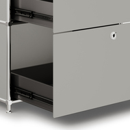 Sideboard VEROM, 2 Schubladen, mit Lochgriffen, hellgrau - 7630006774648_03_ow