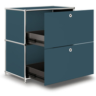 Sideboard VEROM, 2 Schubladen, mit Lochgriffen, petrol - 7630006774679_02_ow