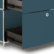 Sideboard VEROM, 2 Schubladen, mit Lochgriffen, petrol - 7630006774679_03_ow