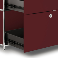 Sideboard VEROM, 2 Schubladen, mit Lochgriffen, rot - 7630006774631_03_ow