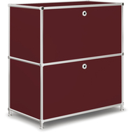 Sideboard VEROM, 2 Schubladen, mit Lochgriffen, rot - 7630006774723_01_ow