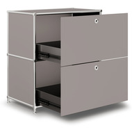Sideboard VEROM, 2 Schubladen, mit Lochgriffen, taupe - 7630006774624_02_ow