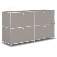 Sideboard VEROM, 2 tiroirs, 2 portes à charnière, avec poignées perforées