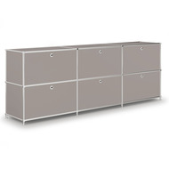 Sideboard VEROM, 3 tiroirs, 3 portes à charnière, avec poignées perforées