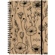 Agenda scolaire 2025/26 papier kraft Flowers, A5