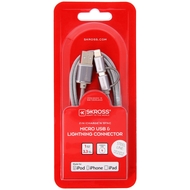 Skross câble de chargement et de synchronisation 2 en 1, Micro-USB - Lightning, Steel Line - 7640166320937_01_ow