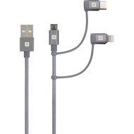 câble de charge et de synchronisation 3 en 1, USB-A - Lightning, USB-C, Micro-USB