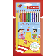 crayons de couleur Trio épais, avec taille-crayon double, 12 pièces