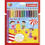 crayons de couleur Trio épais, avec taille-crayon double, 18 pièces