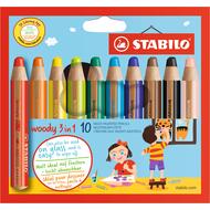 crayons de couleur Woody 3 en 1, 10 pièces