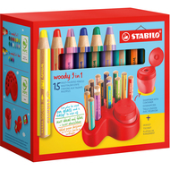 Crayons de couleur Woody 3 en 1, 15 pièces