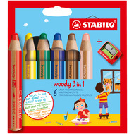 crayons de couleur Woody 3 en 1, 6 pièces