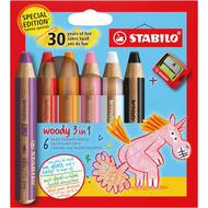 Crayons de couleur Woody 3 en 1, Unicorn, 6 pièces