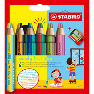 crayons de couleur Woody 3 in 1 duo, 6 pièces