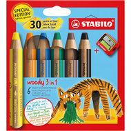 Farbstifte Woody 3 in 1, Tiger, 6 Stück