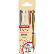 Rollerball Signo broad Metallic UM153, 4 Stück, gold/silber/bronze/weiss