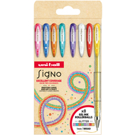 Rollerball Signo Sparkling UM120, 8 Stück, assortiert