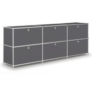 Sideboard VEROM, 3 Schubladen, 3 Klapptüren, mit Lochgriffen