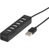 USB-A Hub, mit Netzteil, 7 Port, 7x USB 2.0
