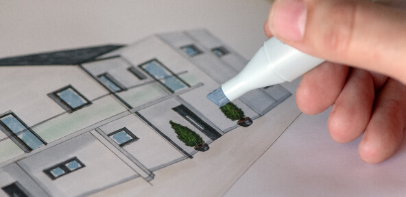 Haus zeichnen mit Copic Marker