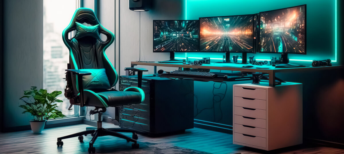 Gaming Stuhl und Monitore