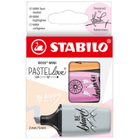 Stabilo Boss Leuchtstifte Mini Pastellove 2.0 , 3 Stück, grau/fuchsie/apricot