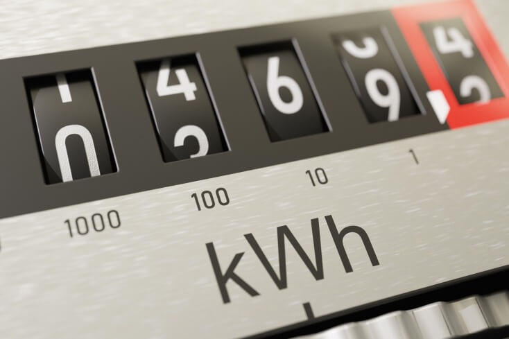 Stromzähler mit kWh Anzeige, die den Stromverbrauch visualisiert