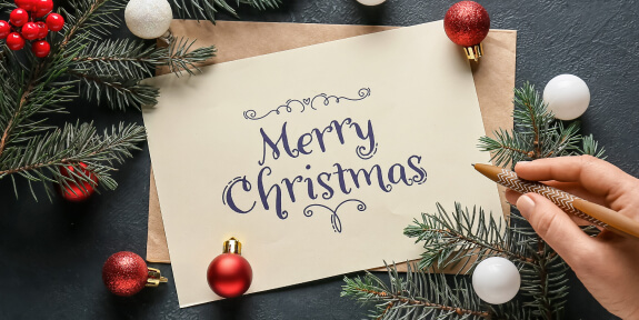 Weihnachtskarte von Hand geschrieben